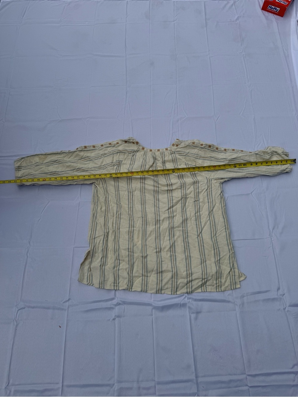 #44 Pure Jill Cream Embroidered Peasant Tunic with Blue Stripes size(2x) - Picture 7 of 8